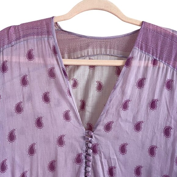 Cris Barros Womens Size Medium Purple Cotton Paisley Handkerchief Hemline Dress - Picture 2 of 12